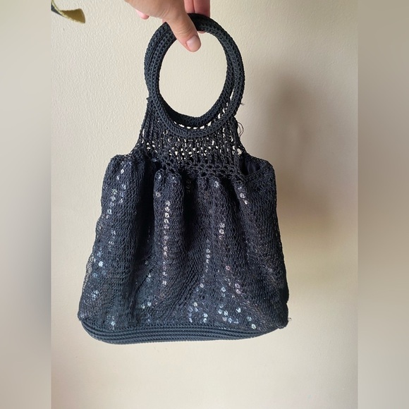 Vintage Y2K Crochet Sequin Handheld Tote Mini Bag - Picture 4 of 7